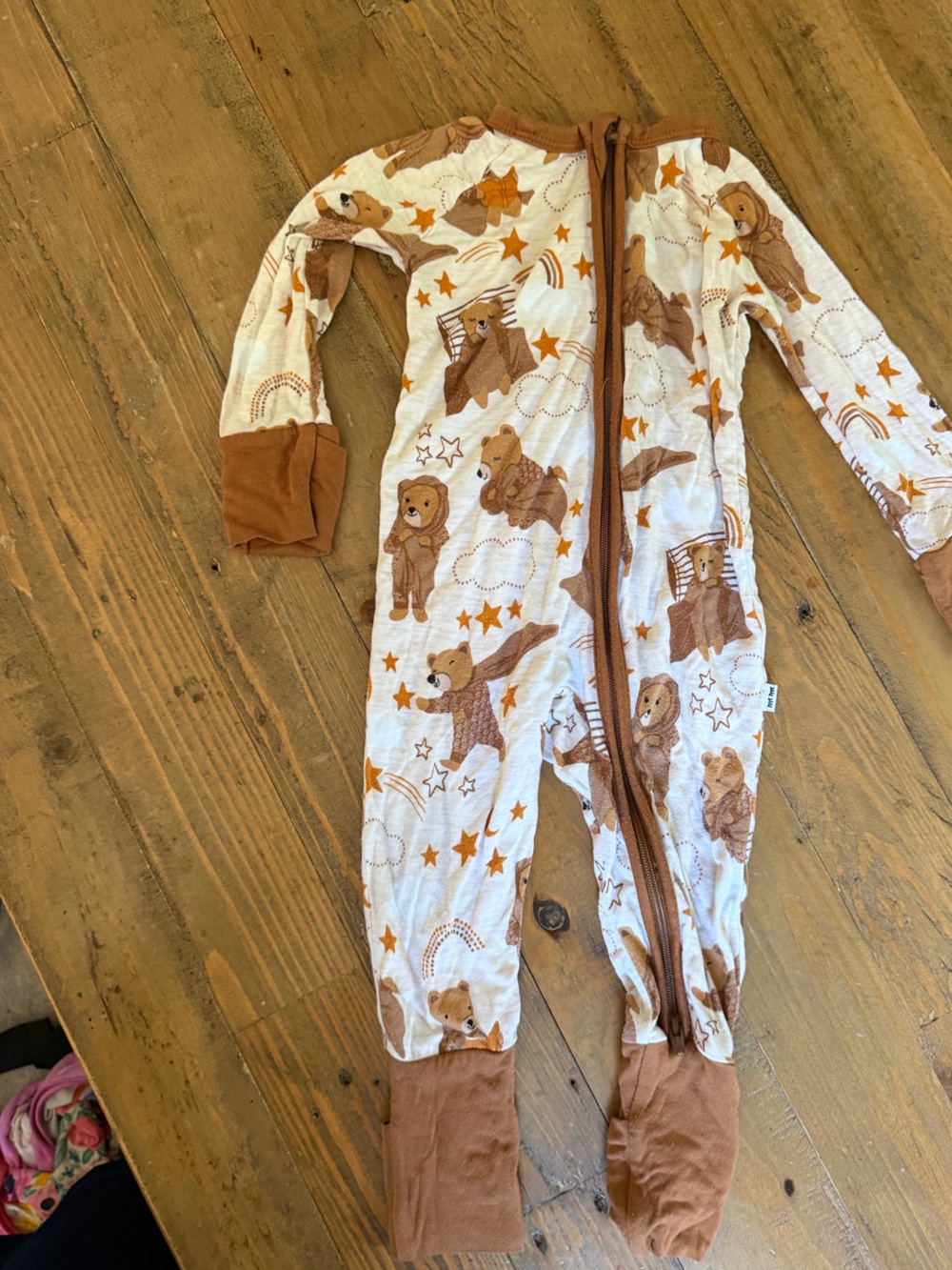 Little Sleepies Brown Bear Print One-Piece Pajamas with Front Zipper